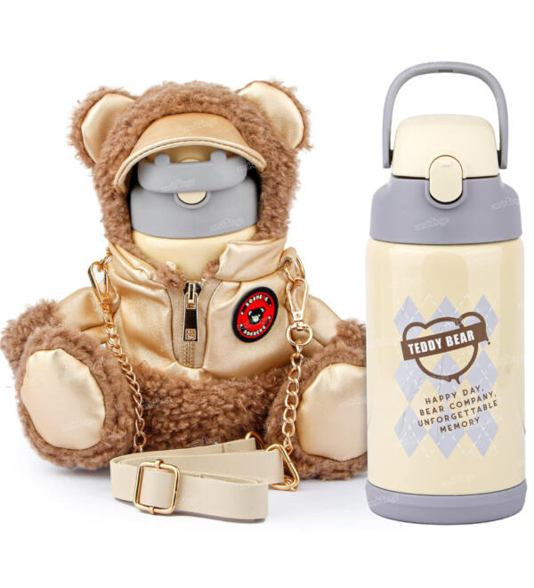 Bottle for Kids with Plush Bear Cover