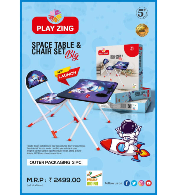 Space Theme table and chair set big for Kids - Multicolor