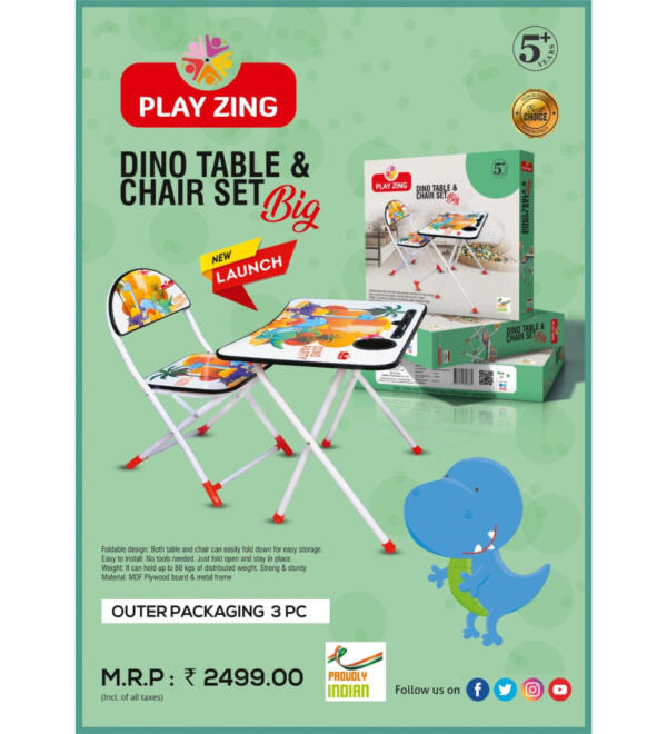 Dinosaur Print Children's Table & Chairs Set