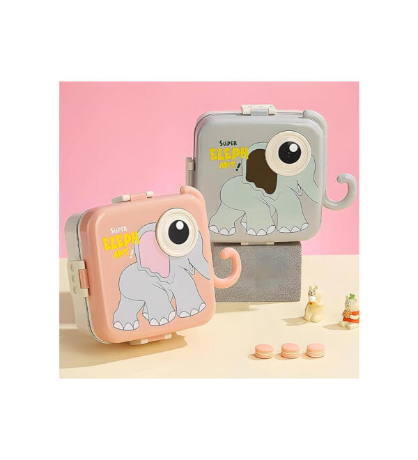 Elephant Printed 3 Compartment LUNCH BOX - Image 2