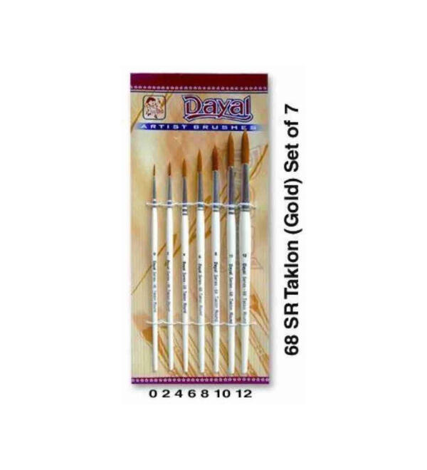 Dayal Flat Golden Taklon Brush Set